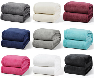 Kuscheldecke Flauschige Wohndecke Sofadecke Flanell Uni Fleecedecke Bettüberwurf