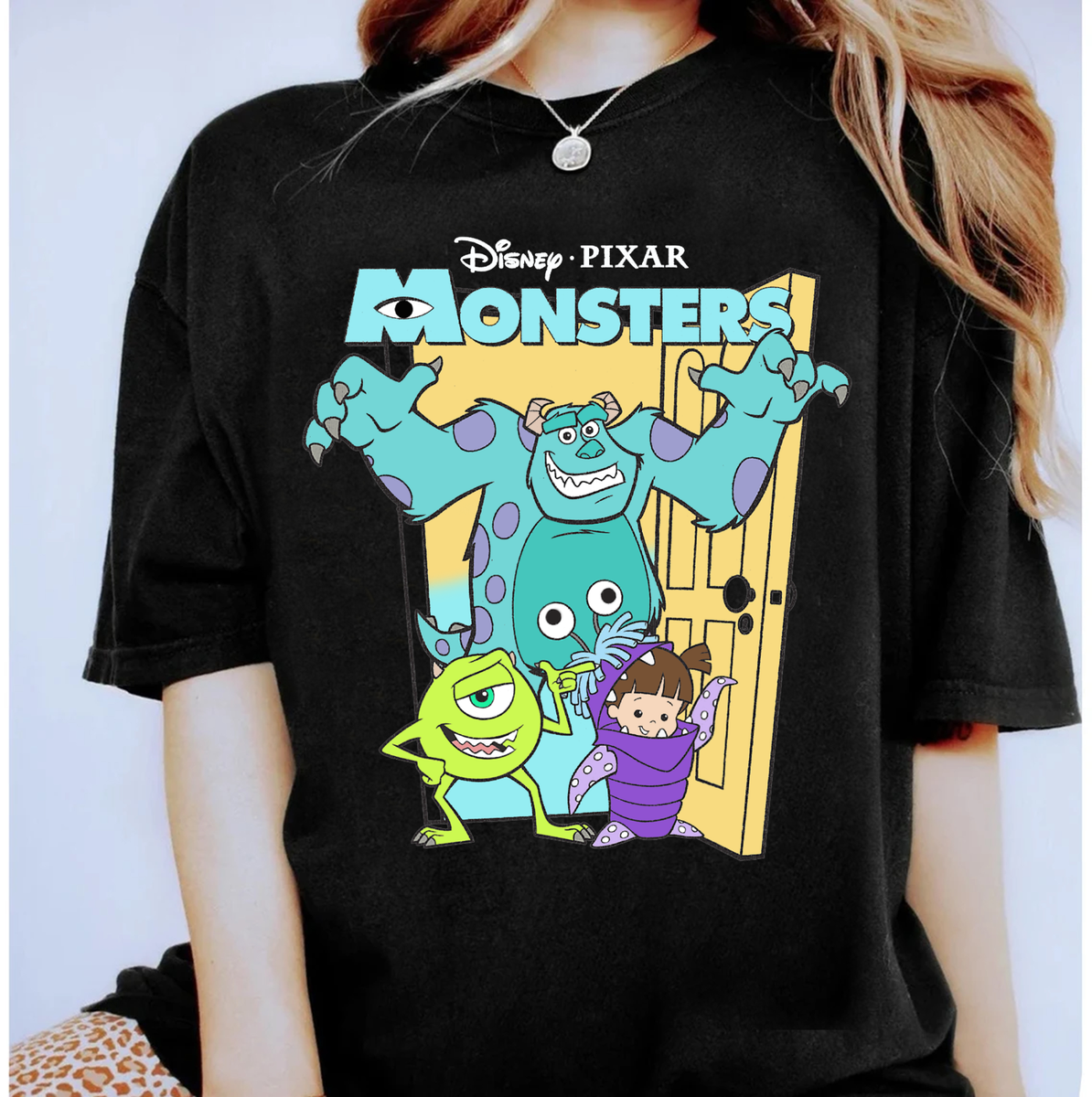 Disney Monsters Inc. Mike Sully Boo Group Poster Unisex Adult T-shirt Kid  Tee