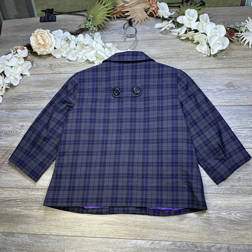 Blazer Chaqueta Talla Pequeña Petites PS Mujer Gris Púrpura Botón Oficina Carrera Foto 2 de 4