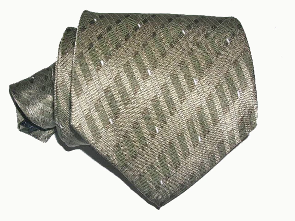 Gianfranco Ruffini 全新绿色条纹几何男式领带丝绸 55 美元 A2994 — 第 2/2 张图片