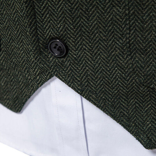 Gilet Uomo Tweed Babbo Tweed Gilet Spina di Aringa Vita Retro Formale Top Senza Maniche - Foto 2 di 16