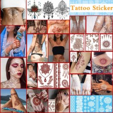 Temporary Tattoo Stickers Red White Tattoos Henna MANDALA Indian Religion Hand