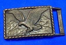 Patriotic American Eagle Hunting flying wings wide mountainside belt buckle