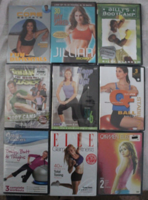 9 NEW mix workout DVD lot Tae Bo Debbie Siebers Jillian Michaels Weight ...