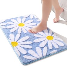 Blue Bathroom Rugs Cute Daisy Bath Mat White and Yellow Flower Decor Rug Non ...