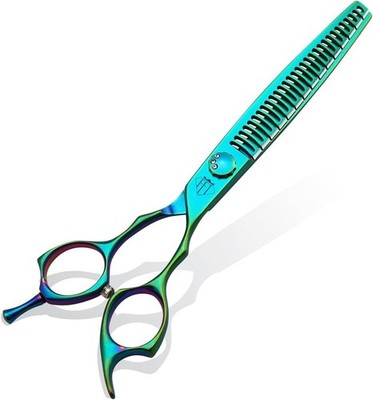 Fenice Totem Dog Grooming Scissors 7'', 440C for Trimming Dogs Cats (Green)
