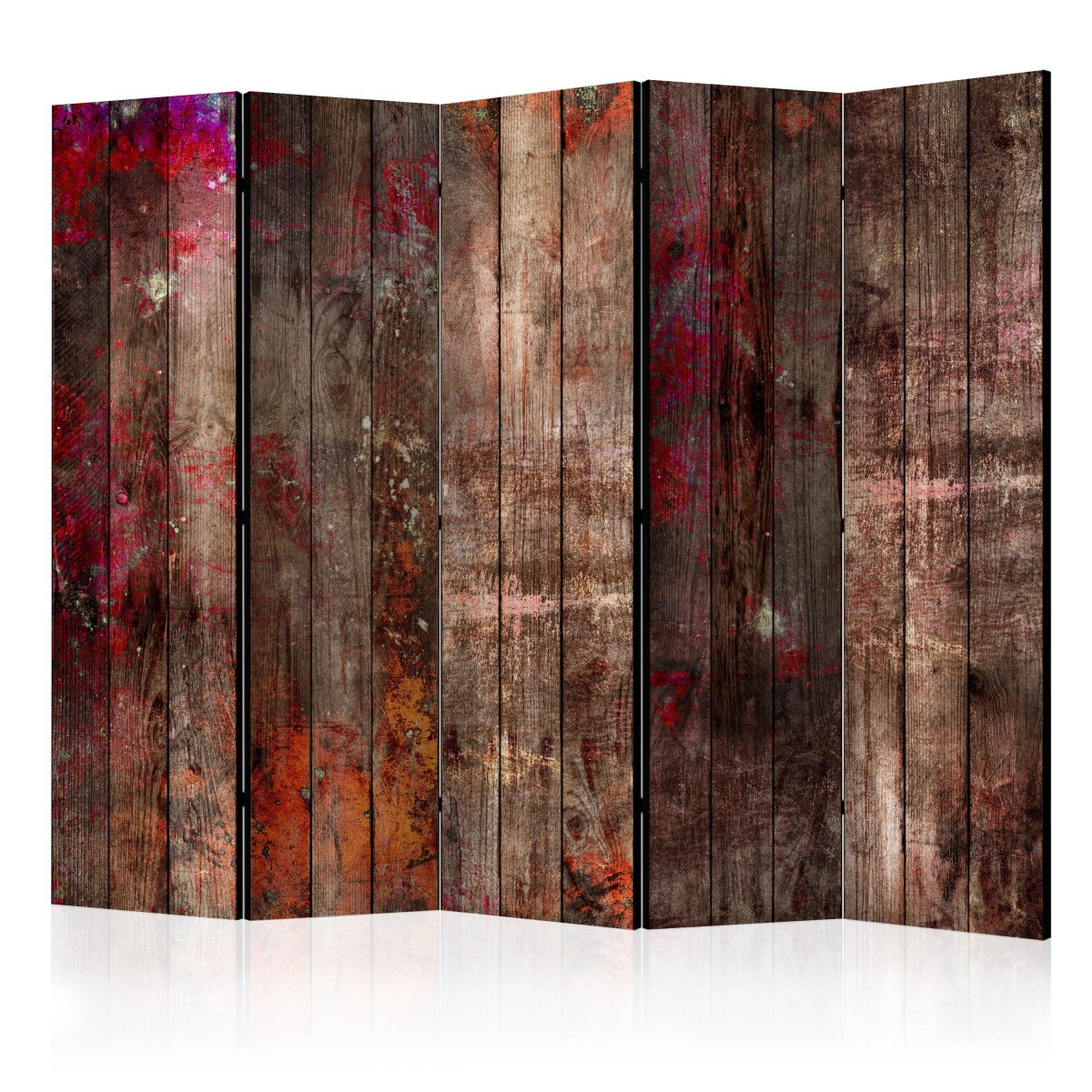 Paravent 5 volets Stained Wood en bois teinté pour déco loft premium