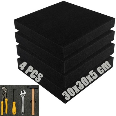 4 Stück Rasterschaumstoff 30x30x5mm Schaumstoffplatte Schwarz Würfelschaum für