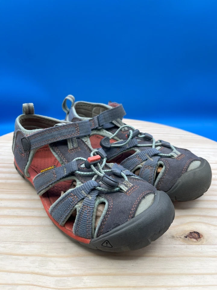 KEEN Kid's Sea Camp Sz 3/UK2/EU35 Closed Toe Sandals Blue/Red Hook/Loop - Image 3 of 4