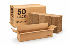 50 Pack 14x4x4 Corrugated Shipping Boxes ECT-32 Kraft Cardboard Carton