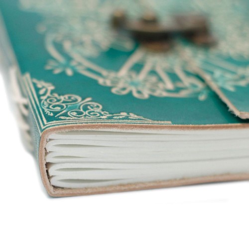 Leder Notizbuch Green Peace – Tagebuch mit Schloss, handgefertigt Unikat - Bild 8 von 10