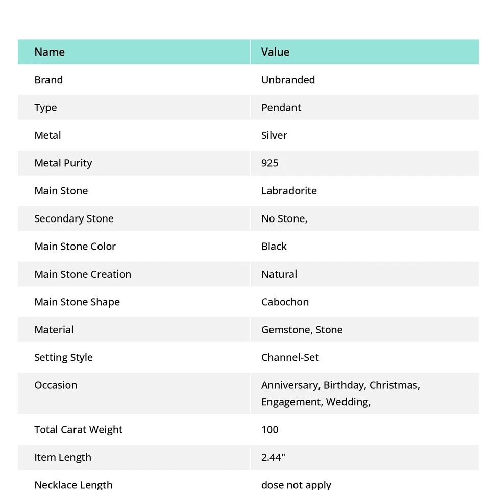 Ciondolo in argento sterling 925 etnico con pietra preziosa labradorite 2,44" D8 - Immagine 4 di 4