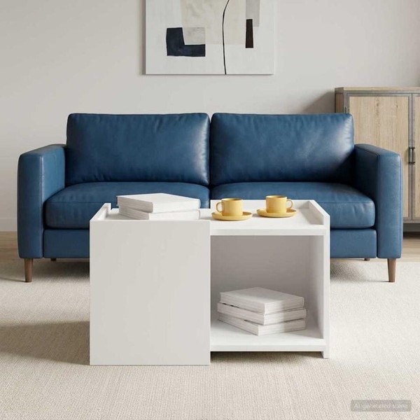 Couchtisch Weiß 50,5 X 50 X 33 Cm Holzwerkstoff-image