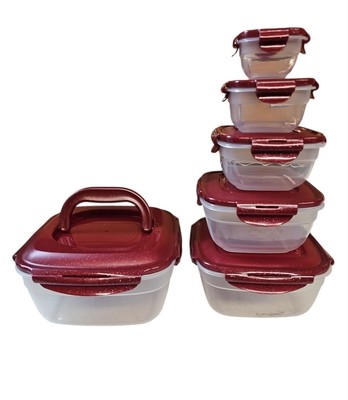 Lock n Lock 6-Pc Nestable Storage Set w/ Handle Rounded Square CINNAMON 