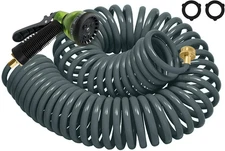 Coil Hose 75FT EVA Coil Garden Hose with 3/4'' Brass Connector Coiled Water Hose
