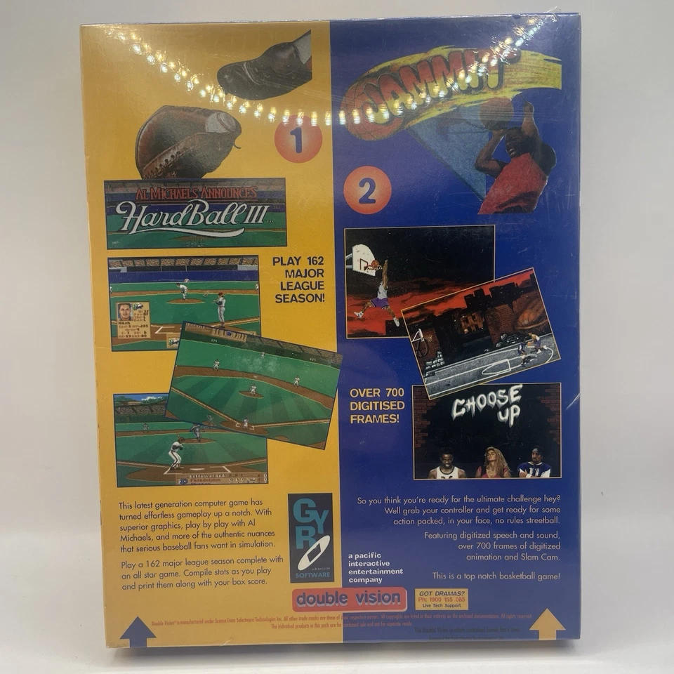 NEW SEALED Big Box PC Gam Double Vision JAMMIT HARDBALL  III   2 Disc Set 1990s - Image 4 of 4