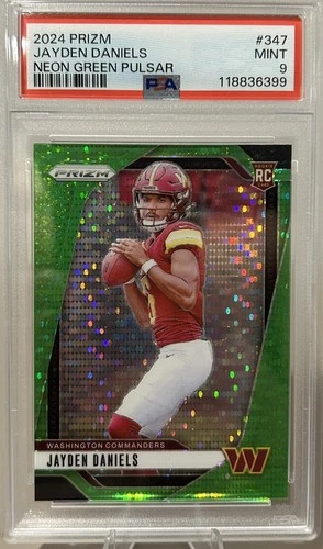 2024 Panini Prizm Jayden Daniels Neon Green Pulsar PSA 9 Washington Commanders