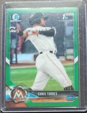 2018 Bowman Chrome Chris Torres 75/99 Green Miami Marlins