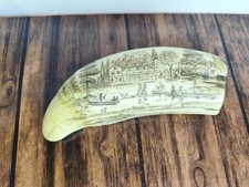 Dent de Cachalot Scrimshaw Résine - Bateau a Aubes Steamboat Mississippi Deco