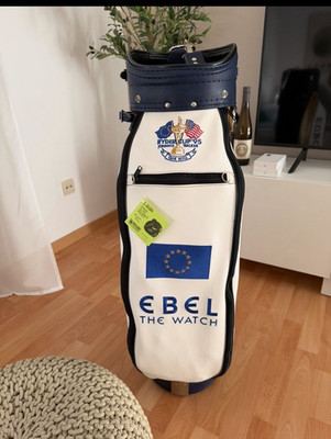 Ebel Ryder Cup 1995 Europe Staff Golftasche Leder Weiß/Blau Schulterriemen RV