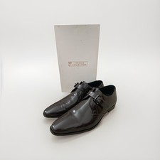 Versace Men’s 44 Spazzolato Dark Brown Leather Dress Shoes Gently Used W/ Tag