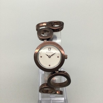 Fossil F2 ES-1816 Womens 25mm Watch White Dial Brown Steel  display picture 3