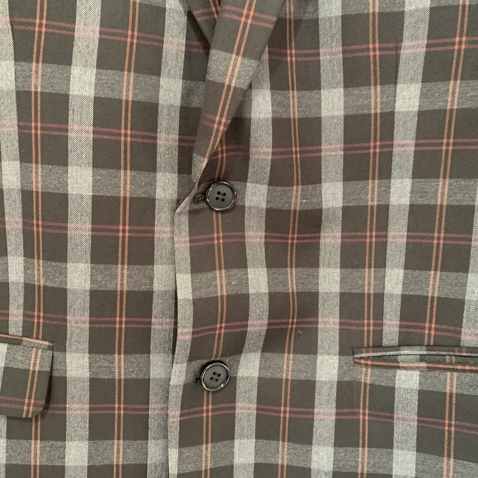 Stacy Adams Gold Plaid Grey Purple 2 Button Blazer. Measurements In Description - image 2 of 4