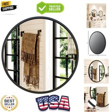 24'' Black Round Mirror, Circle Wall Mirror for Bathroom Vanity, Entryway Liv...