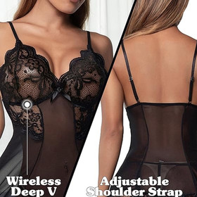 Women's Sexy-Lingerie Babydoll G-string Sleepwear Underwear Lace Dress Nightwear