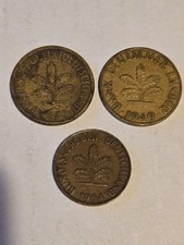 3 West German Coins - 10 & 2 Pfennig, 1949-1964