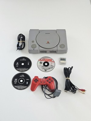 PlayStation 1 (PS1) Konsole mit Controller, Memory Stick und Demos