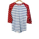 Lularoe NWT Randy 3/4 Sleeve Top Patriotic Americana 4th of July Stars Stripes S