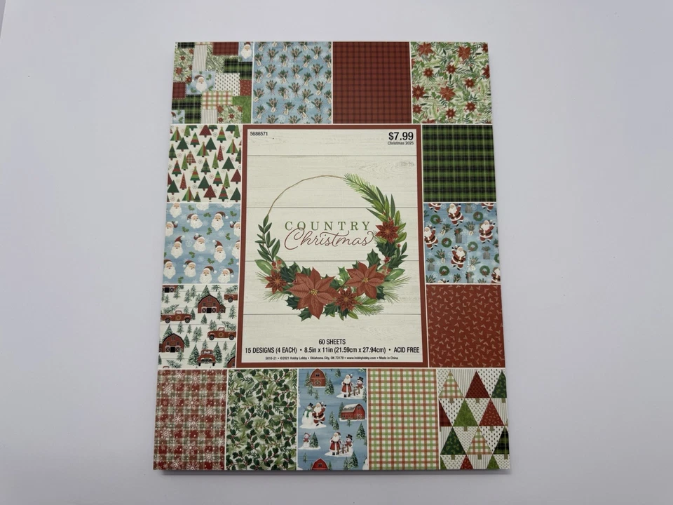 NEW Paper Studio 2025 COUNTRY CHRISTMAS 8.5x11 Paper Pad; Scrapbooking Cards - Image 2 of 4