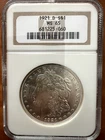 1921D Morgan Silver Dollar. NGC MS65