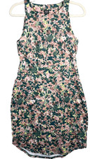 Prana Emerald Lake Dress Small Watercolor Floral Pockets Stretch Eco Athleisure
