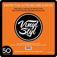 Vinyl Styl 12 Inch Record Protective Outer Sleeves- Open Top - 50 Clear