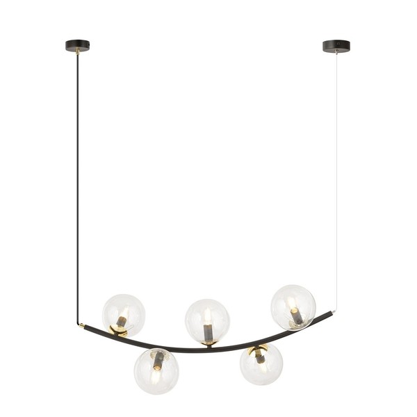 Moderne HäNgelampen 5X10W/E14 Schwarz, Transparent, Gold IP20-image