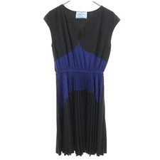 Used PRADA made in Italy No sleeve Pleated one piece 40S black Women