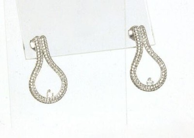 Movado Diamond Gold Earrings 18k White Open Loop Style