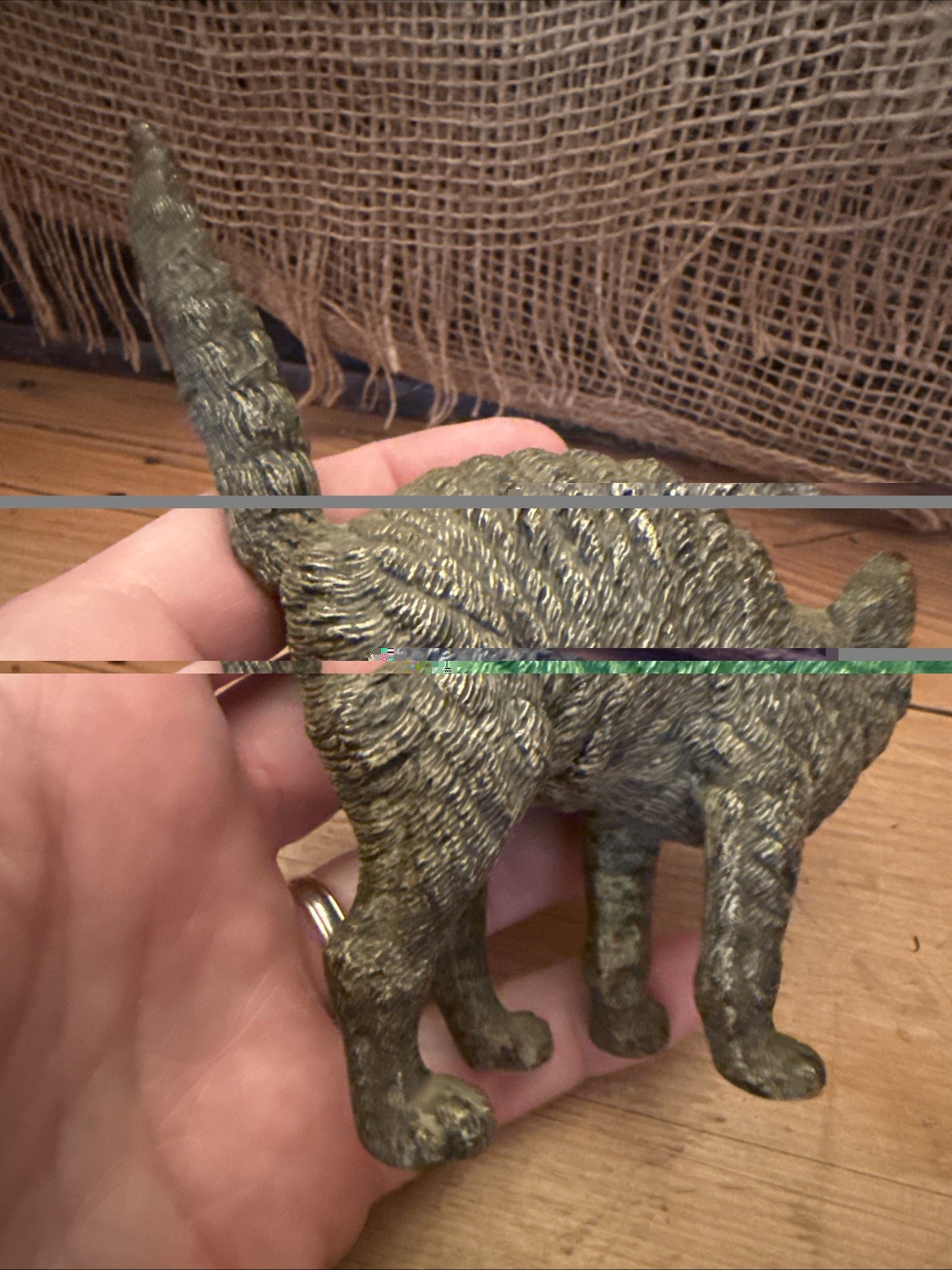 Antique Austrian Vienna Cold Painted Bronze Figurine Scared Arched Back Cat