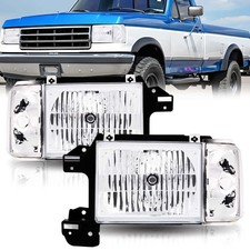 1987-1991 F150 F250 F350 Bronco Headlights Chrome Clear Reflector E9tz13008d