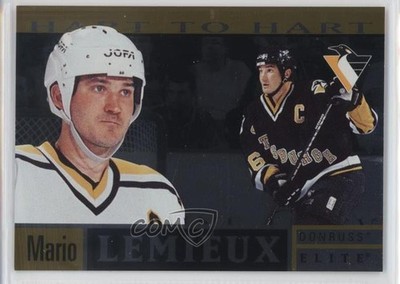 1996-97 Donruss Elite Hart to Hart 283/1996 Mario Lemieux #6 HOF 2a8