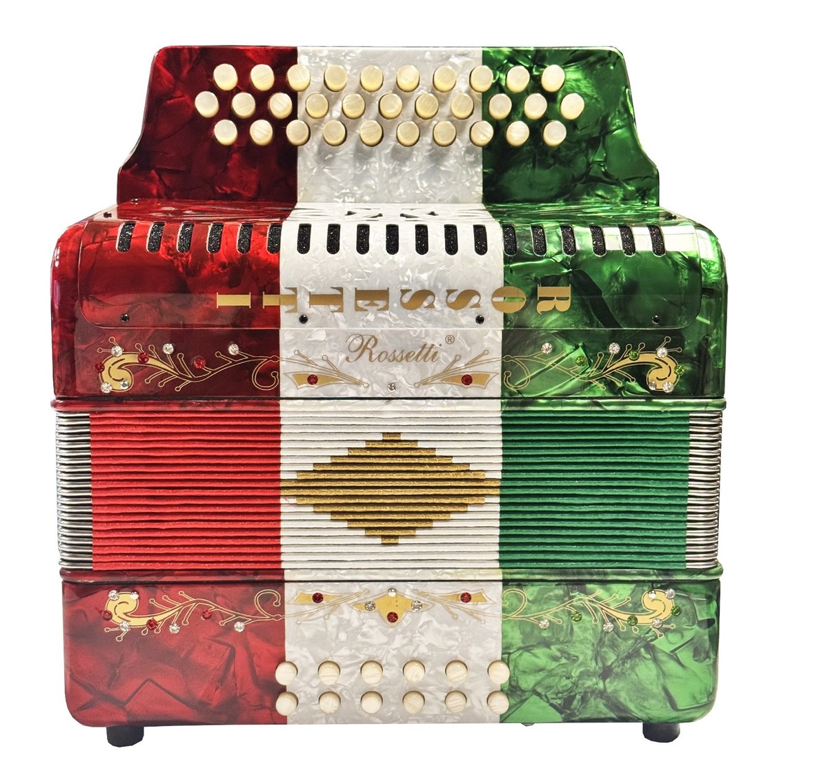 Rossetti 3112 GCF Sol 31 Button Diatonic Accordion Red/White/Green