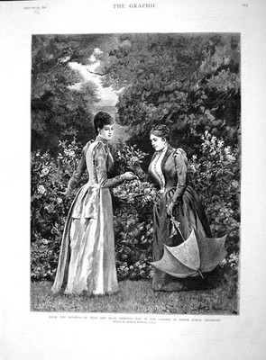 Original alter antiker Druck 1892 Herzogin Teck Prinzessin Mai Gartenloge R 19.