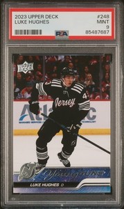 2023-24 Upper Deck Young Guns Rookie #248 Luke Hughes PSA 9 MINT Devils