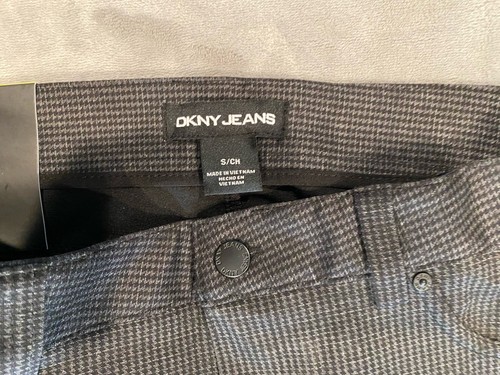 DKNY Jeans Slim Leg Ponte Pants Gray Houndstooth Women's Small - Picture 2 of 7