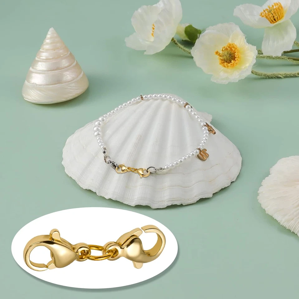 22mm Double Lobster Clasp Extender Set for Jewelry Making - 4 Pcs Gold - Image 4 of 4