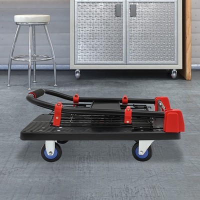 Platform Truck Cart With Cage 2 In 1 Heavy Duty Push Cart Dolly 330lbs Capacity