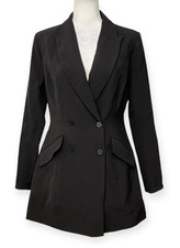 NWT Lioness Women's Black Double Breasted Blazer Mini Dress Open Back Size M
