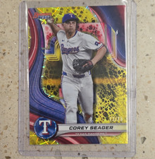 Topps 2024 Bowman's Best Yellow Lazer Refractor Corey Seager Rangers #67 73/75